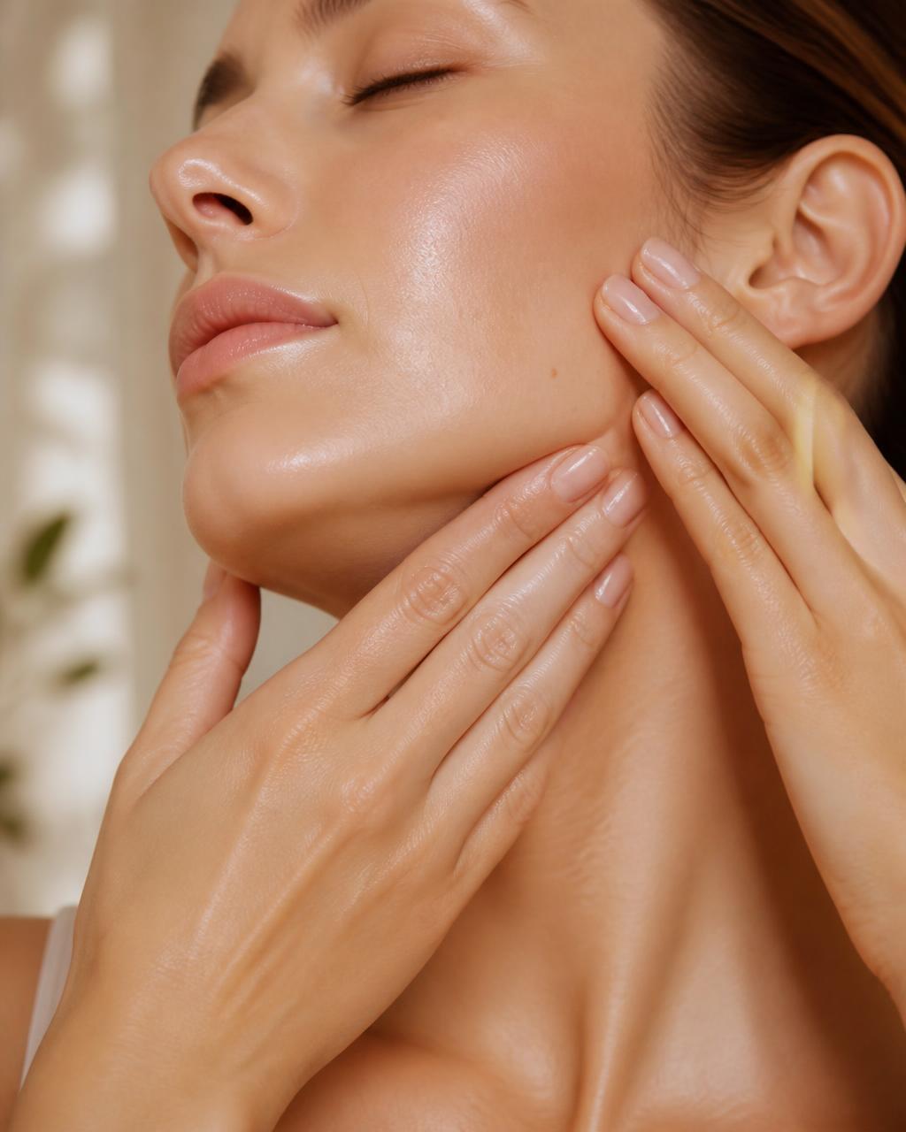 Automasaje facial a lo largo de la mandíbula